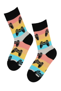 Хлопковые полосатые носки с изображением контроллера для игровой приставки GAME (игра) | Sokisahtel