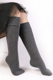 LENNA dark gray angora wool knee-highs | Sokisahtel