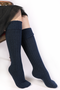 LENNA dark blue angora wool knee-highs | Sokisahtel