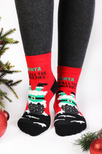 Женские хлопковые носки в рождественской тематике с застрявшим в трубе Дедом Морозом LISA | Sokisahtel