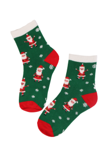 MAIE green Christmas socks with elves for children | Sokisahtel