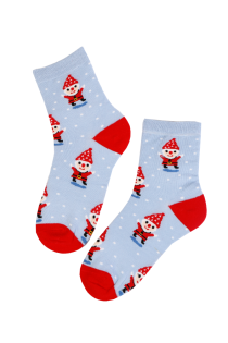 MAIE blue Christmas socks with elves for children | Sokisahtel
