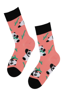 Хлопковые носки розового цвета с изображением милых панд FLUFFY PANDA (пушистая панда) | Sokisahtel