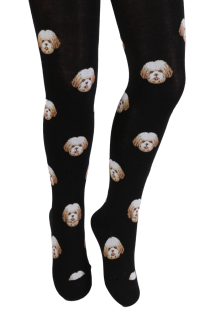 STU black cotton tights with dogs for children | Sokisahtel