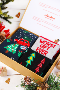 Рождественский подарочный набор из 4 пар веселых хлопковых носков WORST GIFT EVER | Sokisahtel