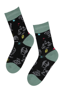 Хлопковые носки черного цвета с изображением знаков зодиака ZODIAC (зодиак) | Sokisahtel