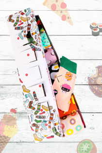 Подарочный набор из 7 пар аппетитных носков на каждый день недели NÄDALA TOIT KOJU (недельное меню на дом) | Sokisahtel