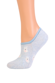 Женские хлопковые носки-следки голубого цвета с изображением милых зайчиков ANETT | Sokisahtel