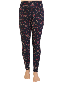 Женские удобные леггинсы-брюки размера plus темно-синего цвета с цветочным узором AULI | Sokisahtel