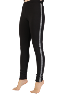 BANDA black thermal leggings for women with a silver stripe | Sokisahtel