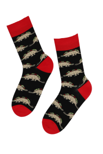 Хлопковые носки черного цвета с изображением такозавров BART | Sokisahtel