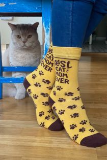 BEST CAT MOM puuvillased sokid naistele
