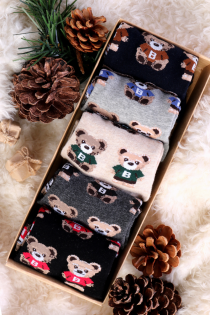 Подарочный набор из 5 пар хлопковых носков с умилительными медвежатами для женщин BOBBY | Sokisahtel