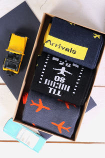 FLY AWAY travel-themed gift box with three pairs of socks | Sokisahtel
