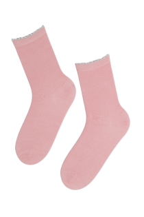 Женские хлопковые носки розового цвета со сверкающим кантиком ITI | Sokisahtel