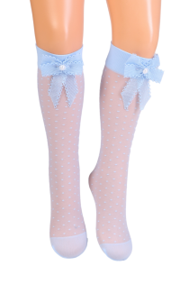 JOANA blue knee-highs with a bowtie for kids | Sokisahtel