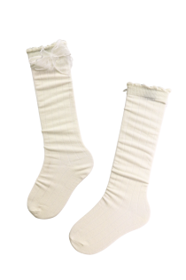 BETTINA white knee-highs with a bowtie for kids | Sokisahtel