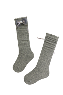 BETTINA grey knee-highs with a bowtie for kids | Sokisahtel