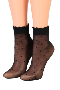 Женские тонкие фантазийные носки черного цвета с узором в виде крапинок MILLA | Sokisahtel