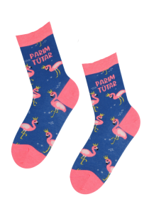 PARIM TÜTAR blue socks with flamingos | Sokisahtel