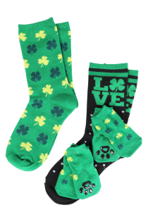 Носочный комплект из 2 пар носков с листьями клевера и 1 квартета носочков для собачки ST. PATRICK'S DAY | Sokisahtel
