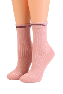 Женские хлопковые носки розового цвета с полосатым узором SHU от Pierre Mantoux | Sokisahtel