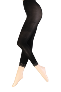 EGLE black leggings for women with black lace trim | Sokisahtel