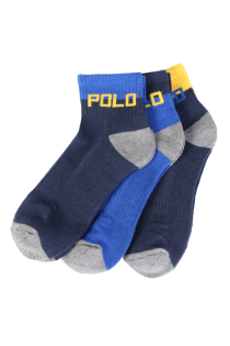Набор из 3 пар мужских укороченных(спортивных) носков в сине-желтой гамме RALPH LAUREN POLO | Sokisahtel