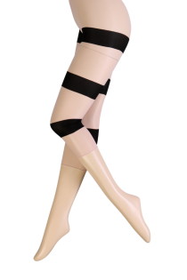 RAJA pink-black striped sheer capri leggings | Sokisahtel