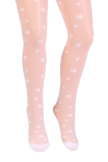 RICCI sheer white tights with hearts for kids | Sokisahtel