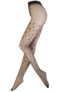 Pierre Mantoux ROSE black floral tights for women | Sokisahtel