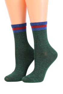 Женские стильные носки зеленого цвета с блеском SÄDE | Sokisahtel