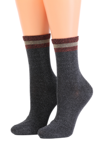 Женские стильные носки серого цвета с блеском SÄDE | Sokisahtel