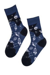 Хлопковые носки темно-синего цвета в космической тематике GALAXY (галактика) | Sokisahtel