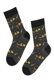 Хлопковые носки темно-серого цвета с изображением гориллы WILD (дикий) | Sokisahtel