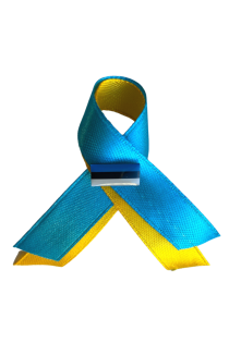 Ribbon in UKRAINIAN colours with the Estonian flag pin | Sokisahtel