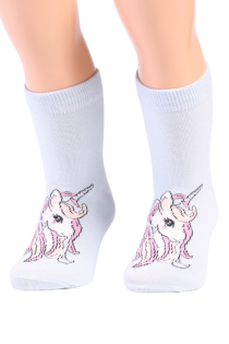 UNISTYLE light blue socks with a unicorn for children | Sokisahtel