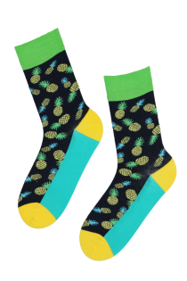 Хлопковые носки темно-синего цвета с изображением ананасов BART | Sokisahtel
