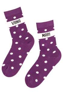 Хлопковые носки фиолетового цвета с узором в горошек VIINAMARI (виноград) | Sokisahtel
