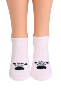 Хлопковые укороченные (спортивные) носки белого цвета с изображением зебры WHITE ZEBRA | Sokisahtel