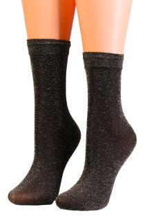 Фантазийные носки чёрного цвета с золотистым блеском SPARKLE | Sokisahtel