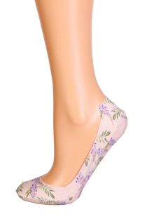 Короткие носки-следки светло-серого цвета с цветочным рисунком LILACFLOWERS | Sokisahtel