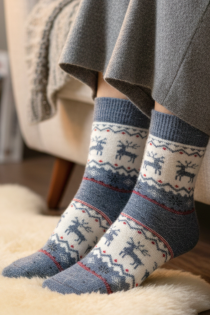 SULVI sinised jõulumustriga villased sokid | Sokisahtel