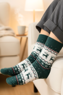 SULVI rohelised jõulumustriga villased sokid | Sokisahtel