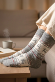 SULVI hallid jõulumustriga villased sokid | Sokisahtel