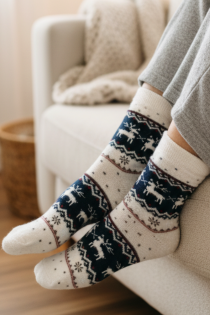 SULVI valged jõulumustriga villased sokid | Sokisahtel