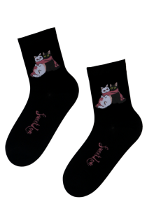 SWEET LOVE black cotton socks with cats | Sokisahtel