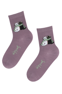 SWEET LOVE purple cotton cat socks for women | Sokisahtel
