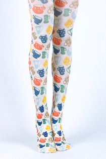 TEATIME teacup pattern print tights | Sokisahtel