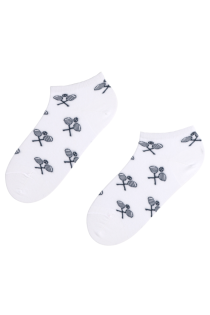 Хлопковые укороченные (спортивные) носки белого цвета с узором в виде теннисных ракеток и мячика TENNIS CUP | Sokisahtel
